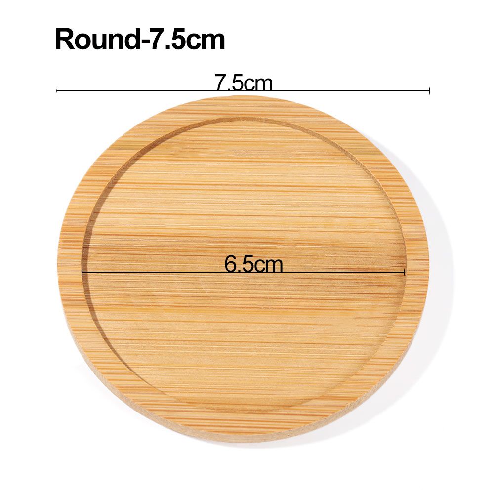 1PC Simple Bamboo Wood Tray Round Square Hexagon Flowerpot Base Pot Stander Succulents Bonsai Holder Home Decor Gardening: Chocolate