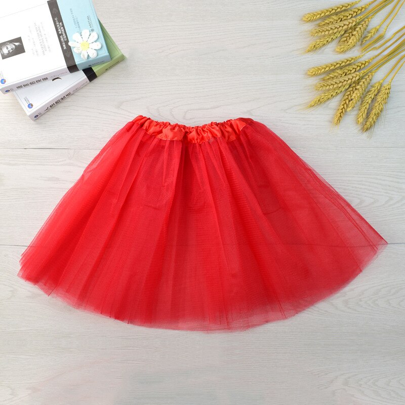 Jupe Tutu de danse pour filles, jupe princesse à trois couches, en maille courte, Ballet princesse vêtements pour filles: red