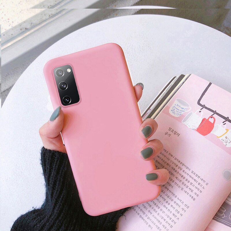 per il caso di samsung galassia s20 fe copertura coque fonda conchiglia sottile opaca molle di tpu opaca no impronte digitali cappucci: rosa