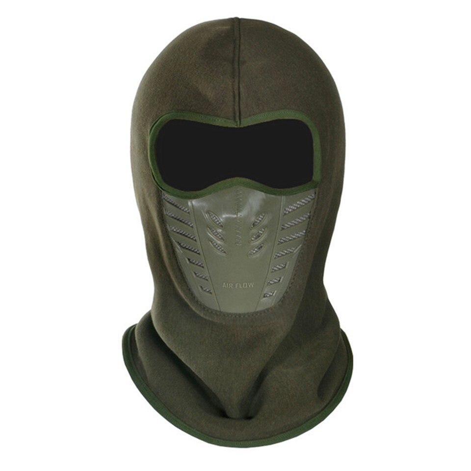 Masque facial coupe-vent pour moto, d&#39;hiver, pour Motocross, pour l&#39;extérieur, en molleton thermique, pour vélo: vert militaire