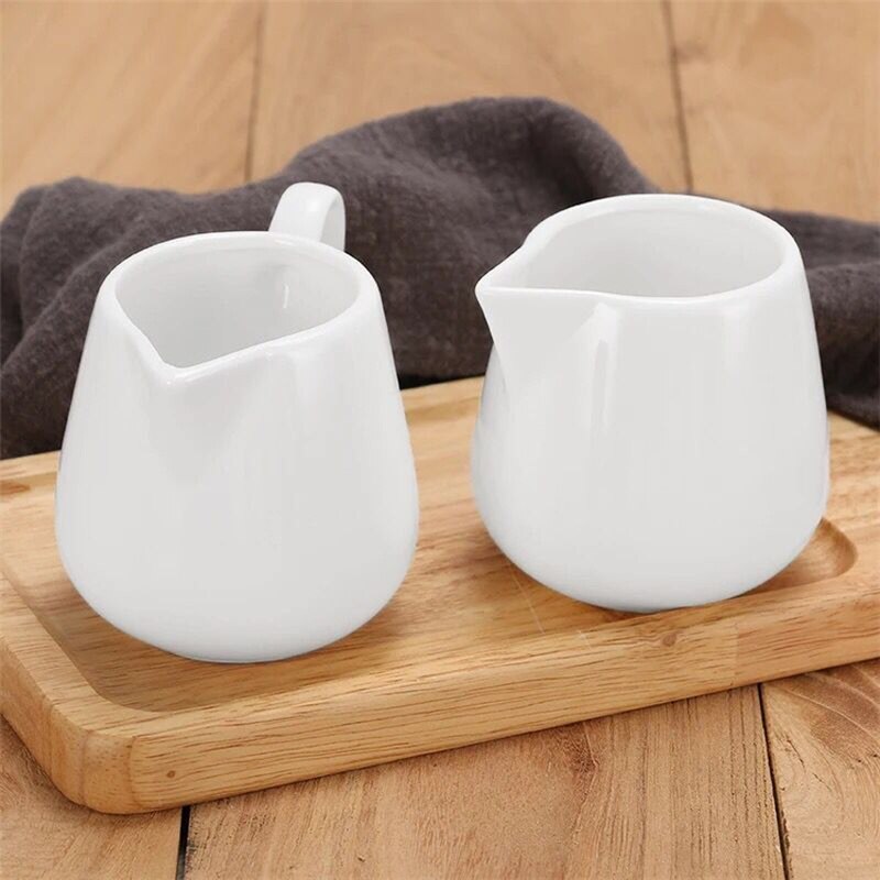 Sugar Creamer Milk Pots Pitcher Ceramics Seasoning Jar Creamer Container Cup Tableware White Kitchen Tools FB