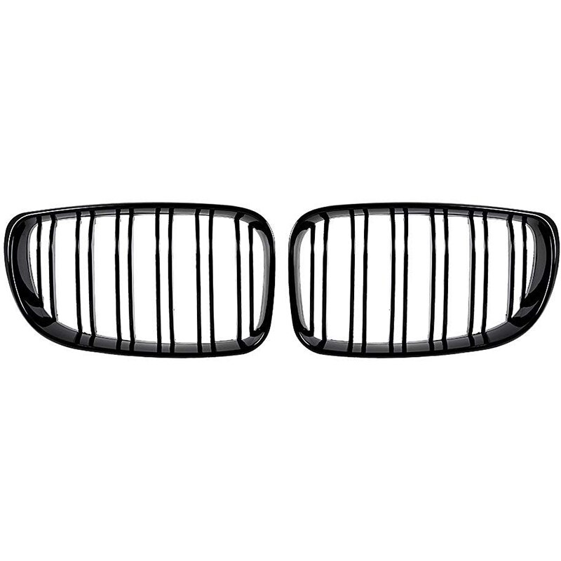 Glossy Black Dual Slats Front Kidney Grille Grill Replacement for BMW E81 E87 E82 E88 120I 128I 130I 135I Selected 2007