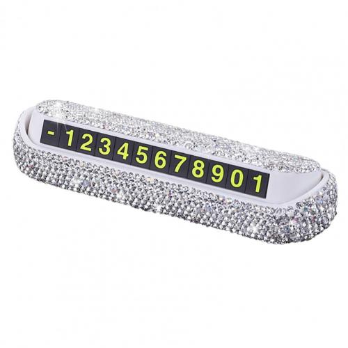 Tarjeta de número de teléfono, accesorio oculto, compacto, resistente al sol, con diamantes de imitación, para de negocios: Blanco