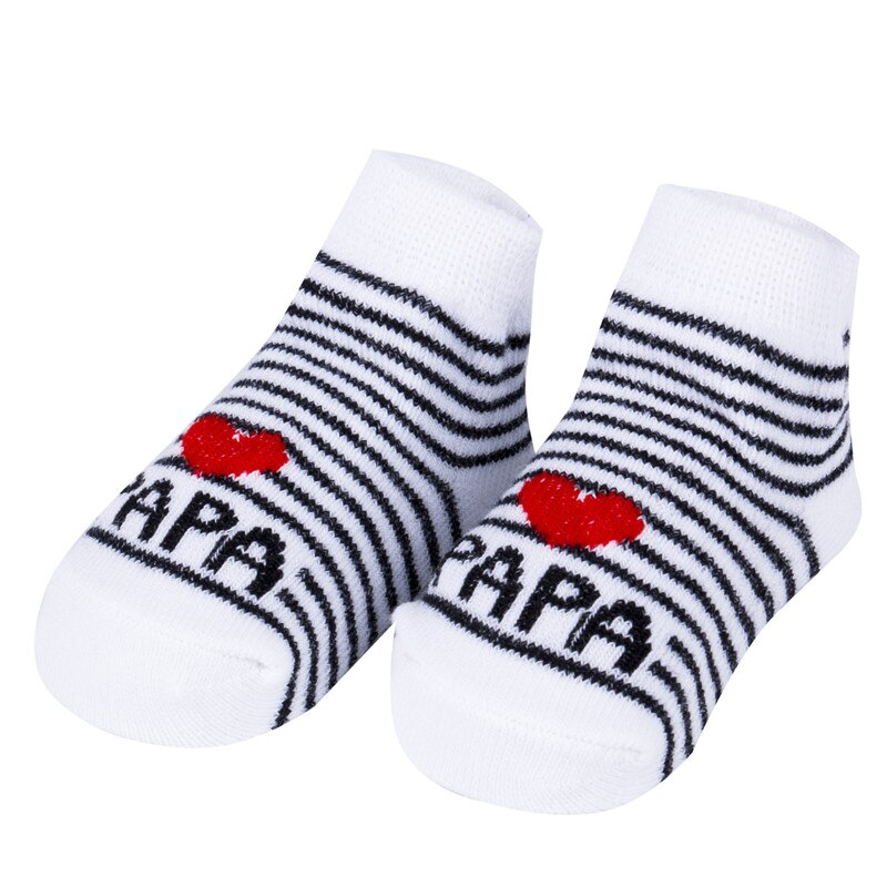nuevos calcetines suaves encantadores del bebé recién nacido infantes niños niñas niños rayas algodón amor Mama/Papa calcetines 0 ~ 6 meses de: A PAPA