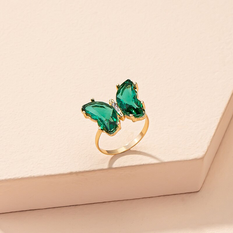 Butterfly Mood Ring Gradient Color Crystal Temperature Ring Jewelry for Women Kids Birthday Gold Butterfly Rings: R698