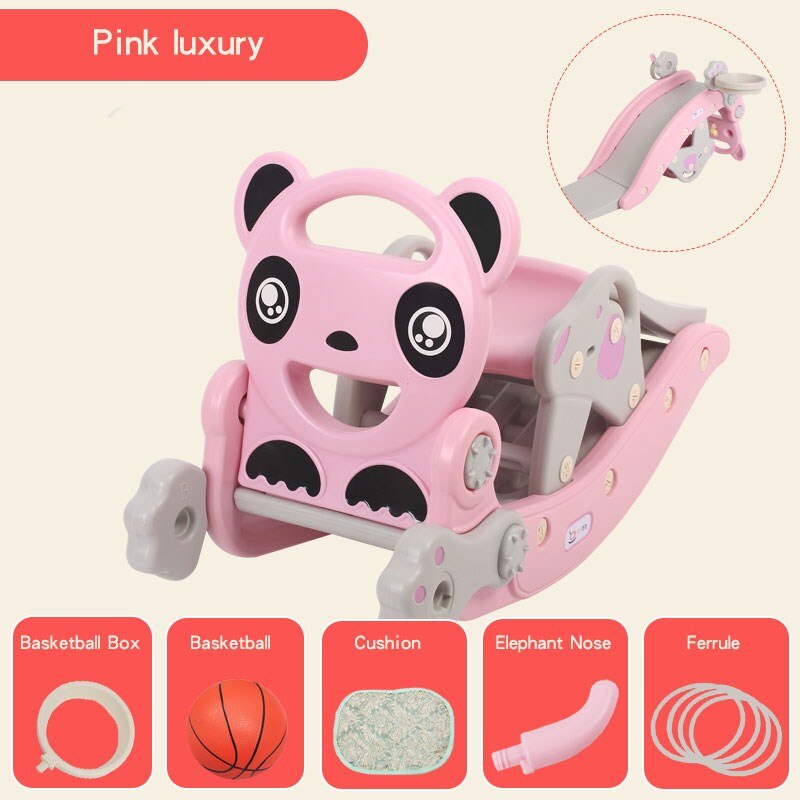 Ruizhi-cheval à bascule 2 en 1 Panda pour enfants, multifonction, avec chaise à bascule à musique, jouets animaux, RZ1204: pink luxury