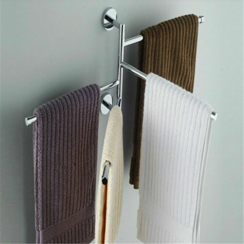 2/3/4 Swing Arm Towel Rack Wall Mounted Stainless Steel Storage Holder Bathroom Towel Holder Bar Rails Rack Bathroom Towel Rack