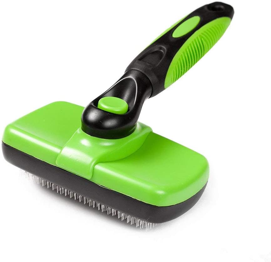 Self-Cleaning Slicker Brush Easy to Clean Dog Brush Retractable Pet Grooming Brush Premium Grooming Tool for Dog Cat: Green