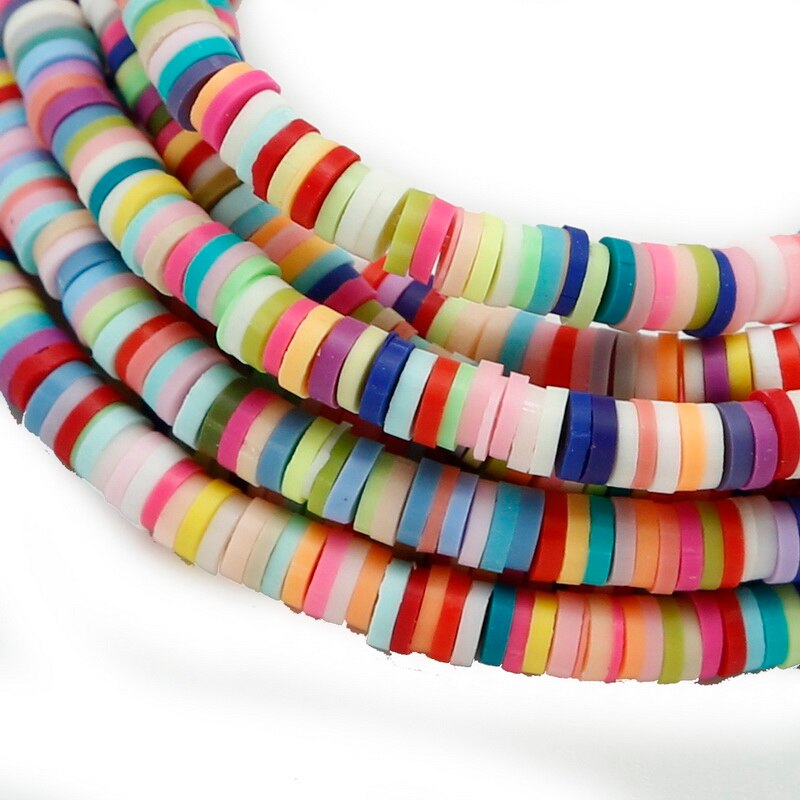 Mixed Color 3/4/5/6mm 400pcs Polymer Clay Chip Disk Loose Spacer Beads for Handmade Craft Sweing Cloth Jewelry