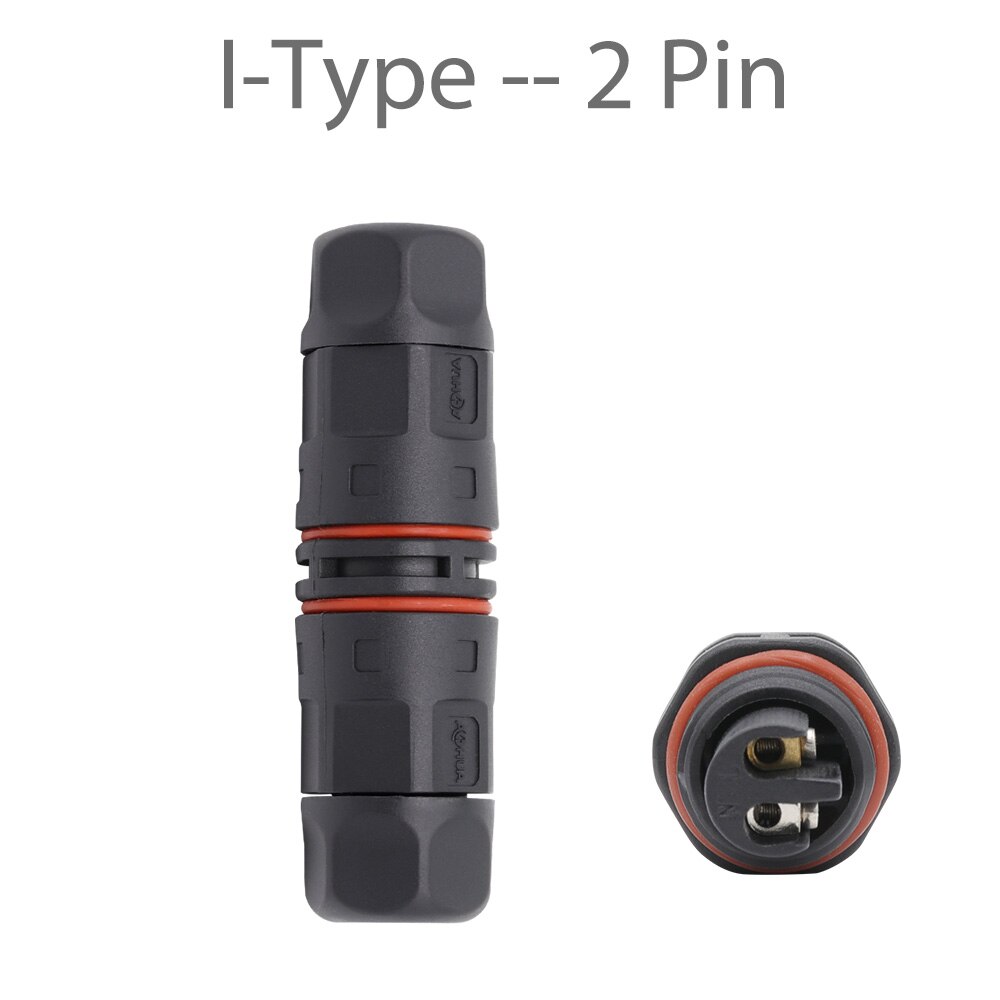 IP68 Waterproof Connector 2pin 3pin Electrical Terminal Adapter AC 40A Sealed Retardant T Shape LED Light Outdoor Wire Connector: I Type 2 Pin