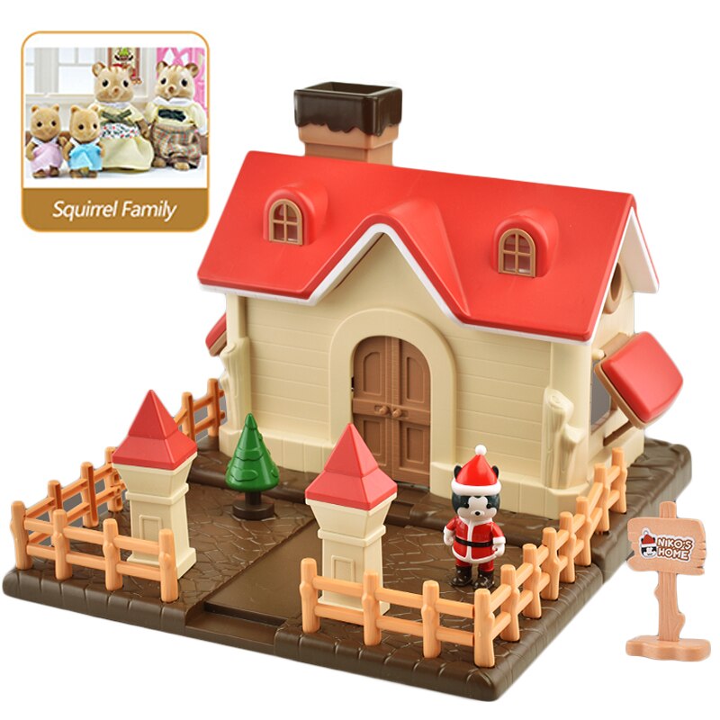 Forest Family House Simulation Snow 1:12 Dollhouse Christmas DIY House Villa Model Animals Birthday Toys for Girls: 1806-G08-K02