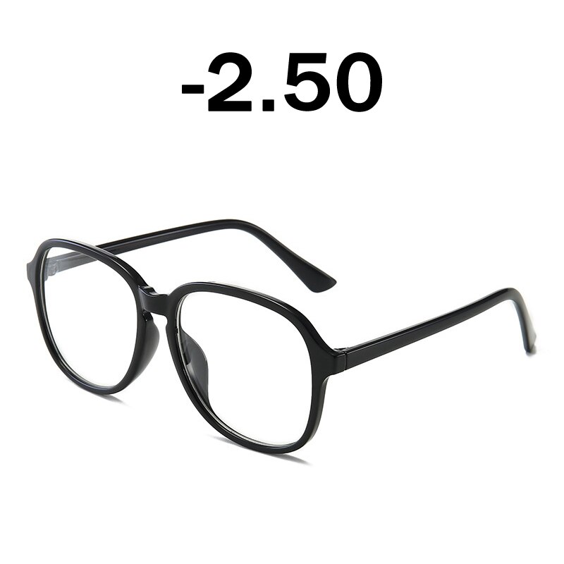Elbru runde briller sort stel kvinder brille myopi briller brille stel med dioptri  -0.5 1.0 1.5 2.0 2.5 ~ 6.0: Sort  -2.50