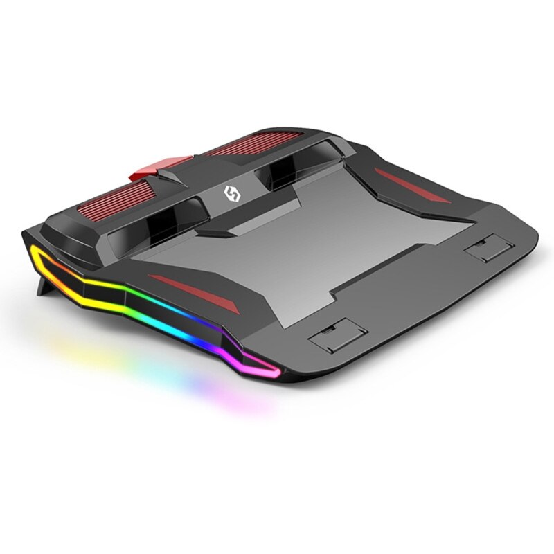 Rgb gaming laptop kjøligere justerbar bærbar stativ 3000 rpm kraftig luftstrøm kjølepute for 12-17 tommers bærbar pc: Fargerik