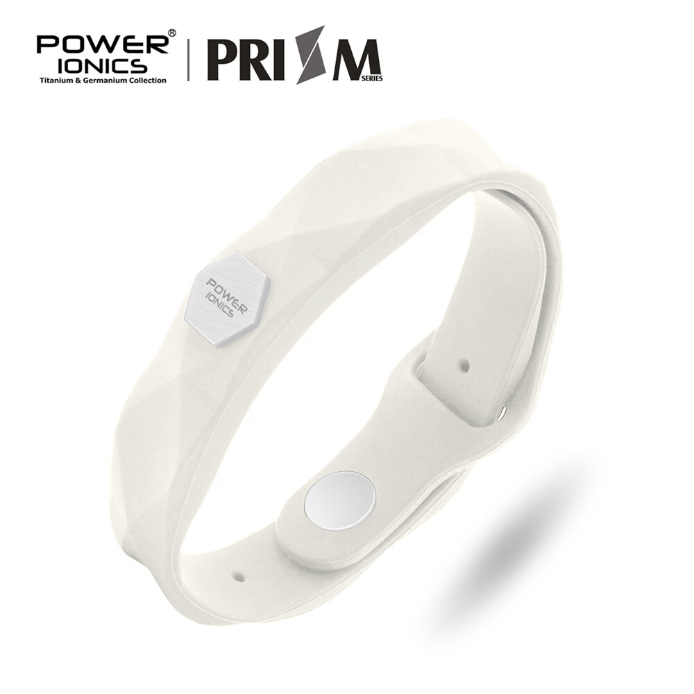 Power Ionics Prism Waterproof Men Women Ions Germanium Sports Health Bracelet Wristband Hard Box: White