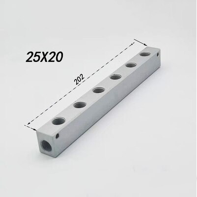 25 x 20mm 1/4 "bsp kvinnlig pneumatisk koppling snabbkoppling gasfördelare grenrörsdelare aluminiumblock för luftkompressor: 6- vägs 8- port