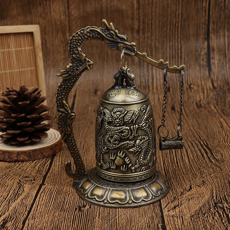 Luck Feng Shui Ornament Woondecoratie Beeldjes China Bell Decor Metalen Bel Gesneden Dragon Boeddhistische Klok Goede