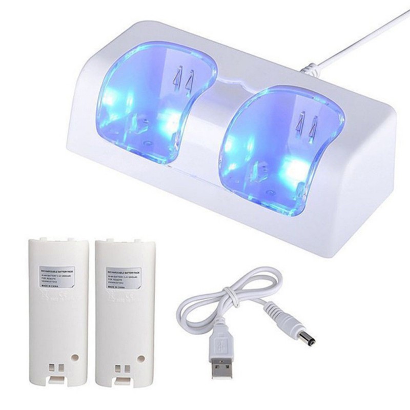 Stazione di Ricarica Doppia per Controller Nintendo Wii - 2x Batterie 2800mAh - Indicatori LED