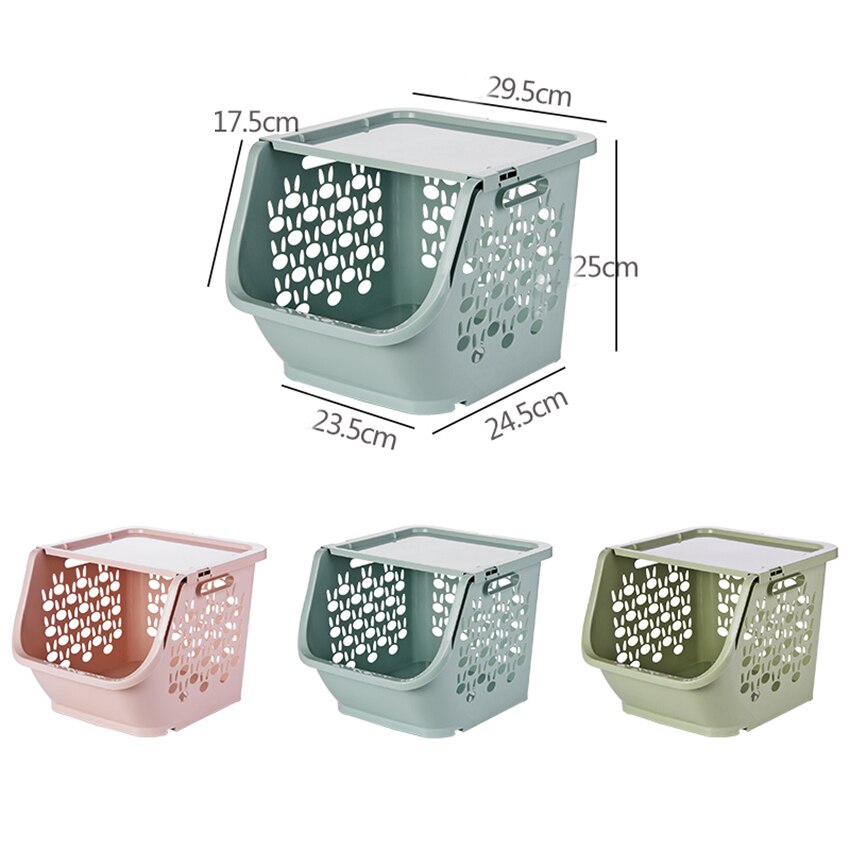 1 pc Stackable Storage Basket Plastic Toy Storage Baskets Kitchen Snacks Vegetable Basket Bathroom Shelves