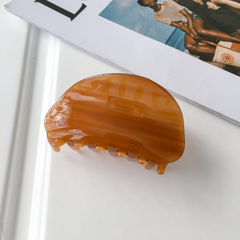 Korea 8.7cm Black White Plaid Checkerboard Claw Clip Acetate Semicircular Shell Grid Lattice Hair Claw For Woman: C