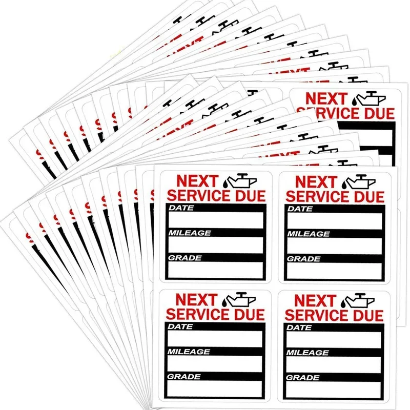 40 Pcs Oil Change Maintenance Service Reminder Stickers Window Rectangle Adhesive Labels Stickers Car Sticker "NEXT SERVICE DUE"
