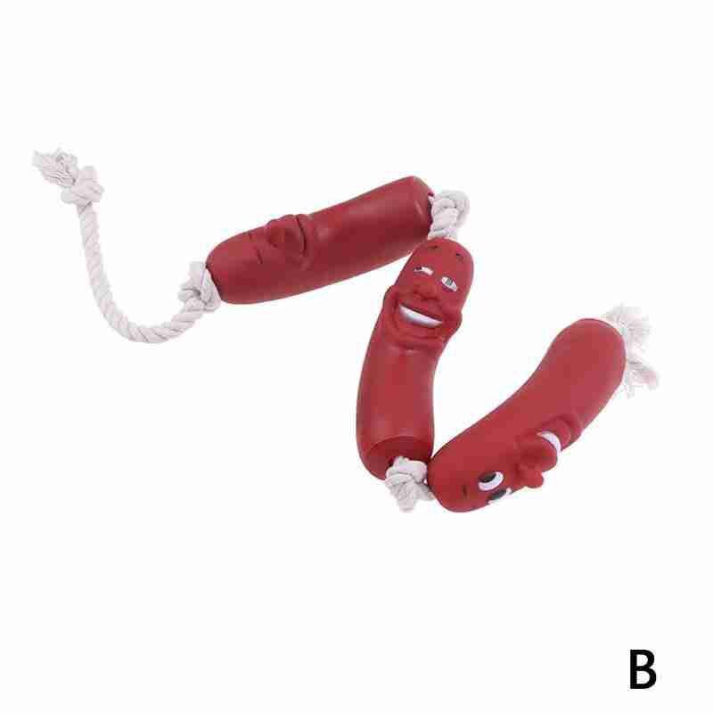 Funny Silicone Sausage Pet Sausage Squeaky Toys Toy For Dog Chewing And Playing Sausage Shape: Black