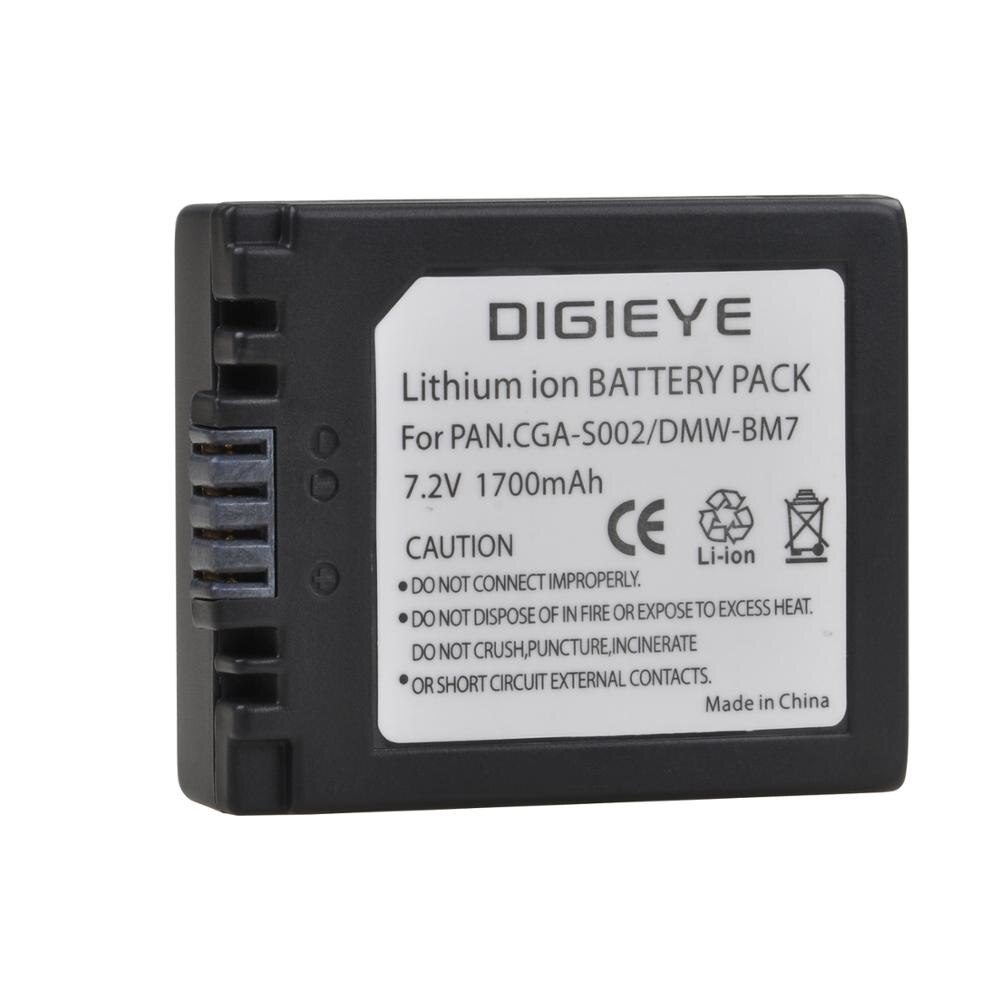 CGA-S002, CGA-S002A, CGA-S002E, DMW-BM7 Li-ion Battery for Panasonic Lumix DMC-FZ1, FZ2, FZ3, FZ4, FZ5, FZ10, FZ15, FZ20 Camera: 1 battery