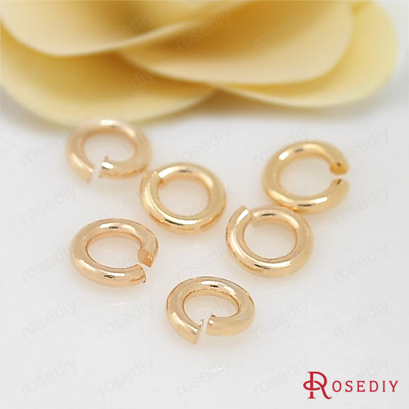 20PCS 3.2 ~ 10MM dicke 0.7 ~ 0,8 MM 24K Champagner Gold Farbe Überzog Messing Runde Jump ringe Split Ringe Schmuck Erkenntnisse