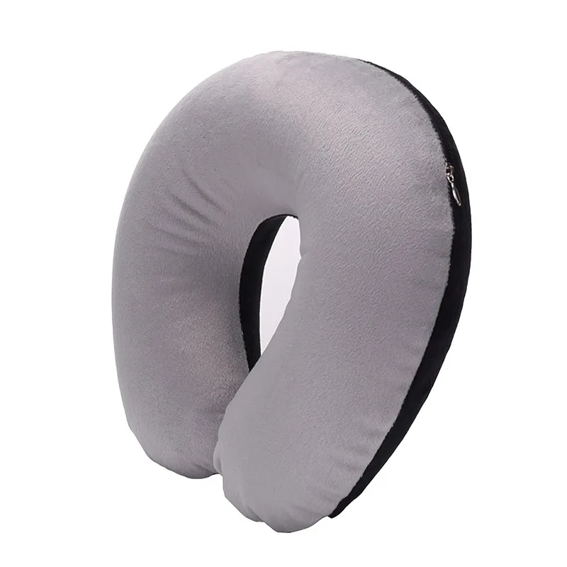 1/3/4Pcs Travel Pillow Car Air Flight Office Inflatable Neck Pillow Short Plush Cover PVC Support Headrest Soft Nursing Cushion
