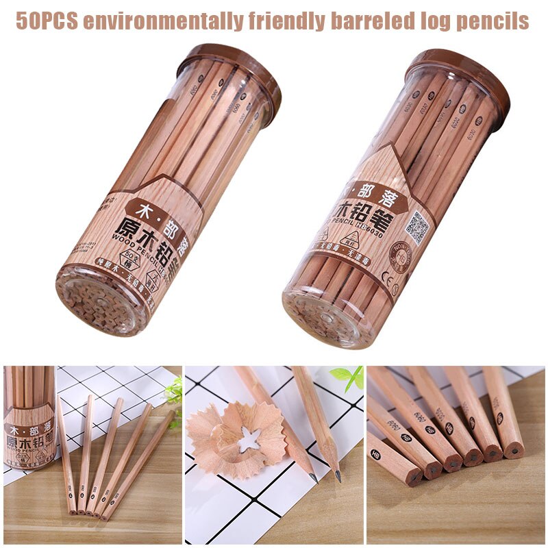 Lápiz estándar 2H/2B/HB, 50 Uds., lápiz de agarre Triangular, lápiz de madera natural para dibujo de bocetos a mano,