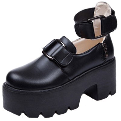 Lolita dark shoes Japase lolita loli round head tea party leather shoes soft sister jk uniform thick bneottom high heels