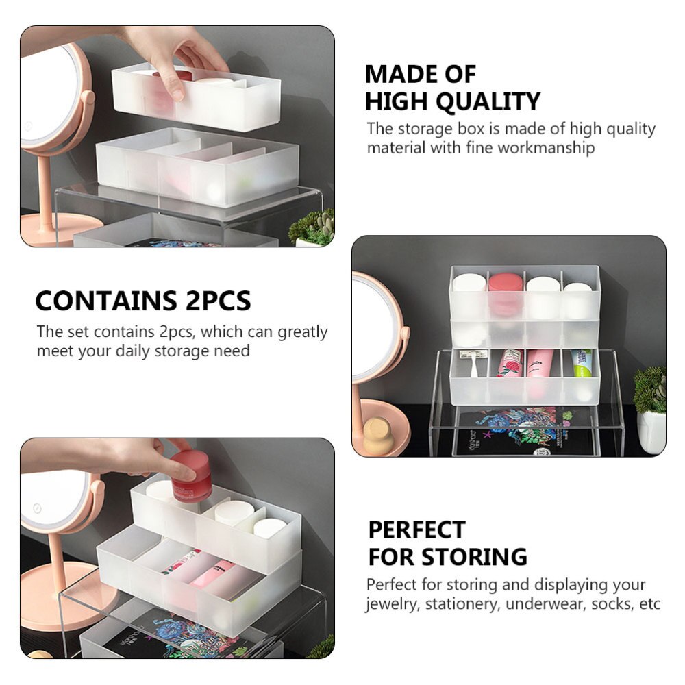 2pcs Home Office Storage Box Sundries Compartment Multi-purpose Storage Case
