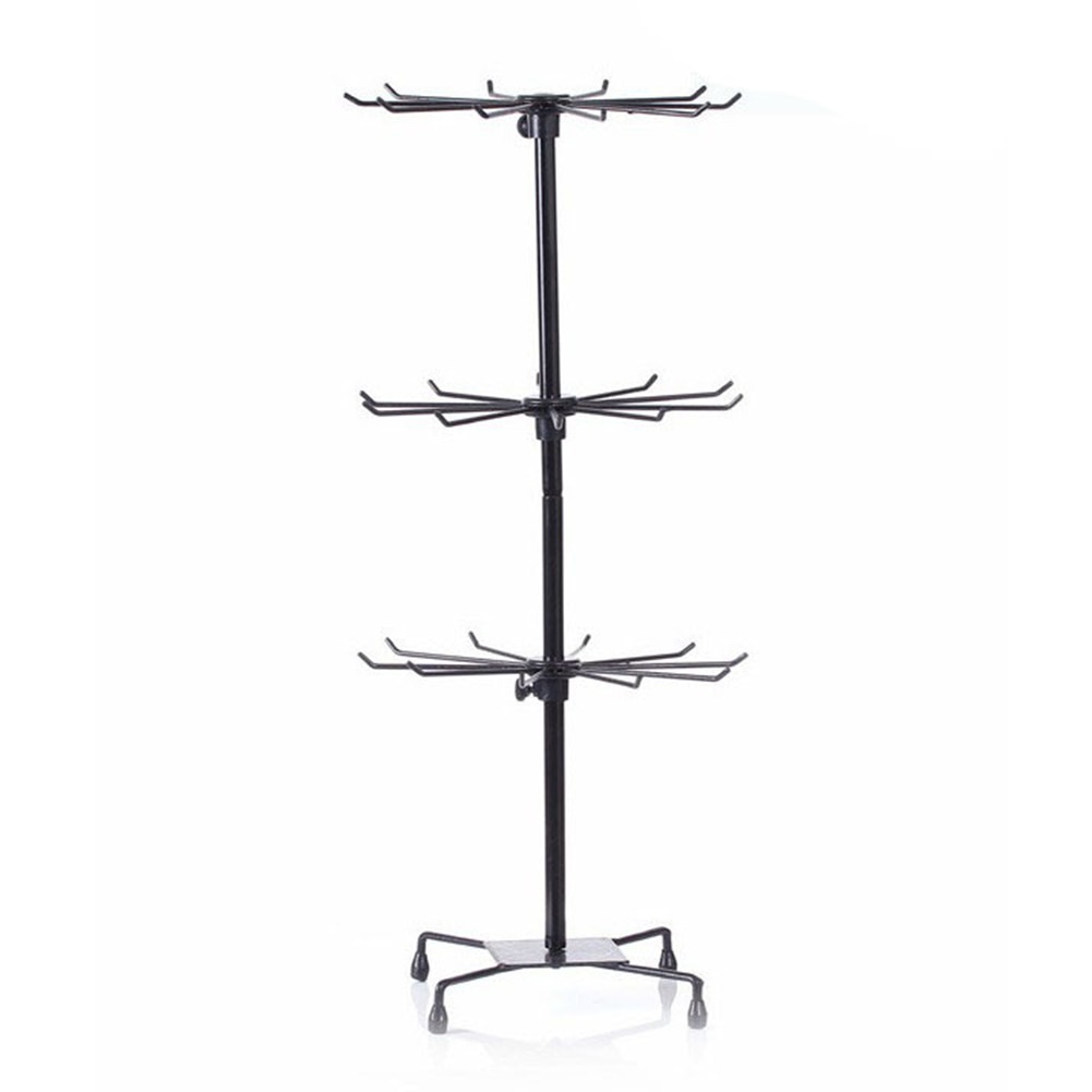 Display Stand 3 Tiers Counter Rack Metal Jewelry Earring Necklace Ring Show Holder Display Rack 70 x 30cm Jewelry Display Stand: black