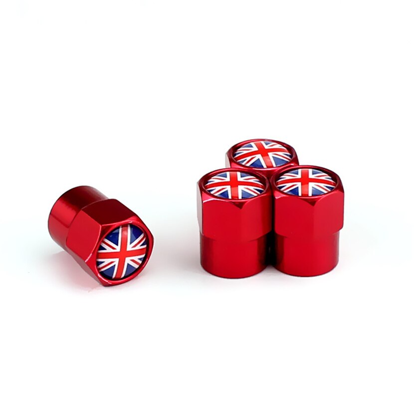 4 Uds. Tapones de válvula antirrobo para neumáticos bandera de Inglaterra tapones de válvula de vástago de rueda de aleación para VW Mazda Dodge Bmw Ford Moto: Red
