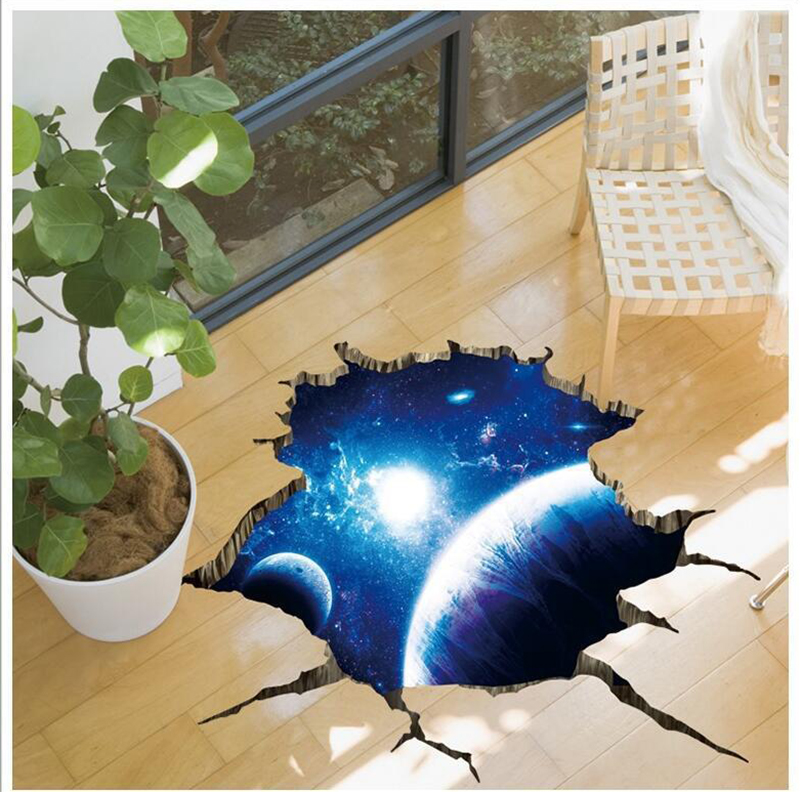 3D naklejka ścienna wszechświat gwiaździste niebo przestrzeń mgławica zepsuty otwór naklejki ścienne dla dzieci pokój dziecko sypialnia sztuka Diy naklejki dekoracyjne