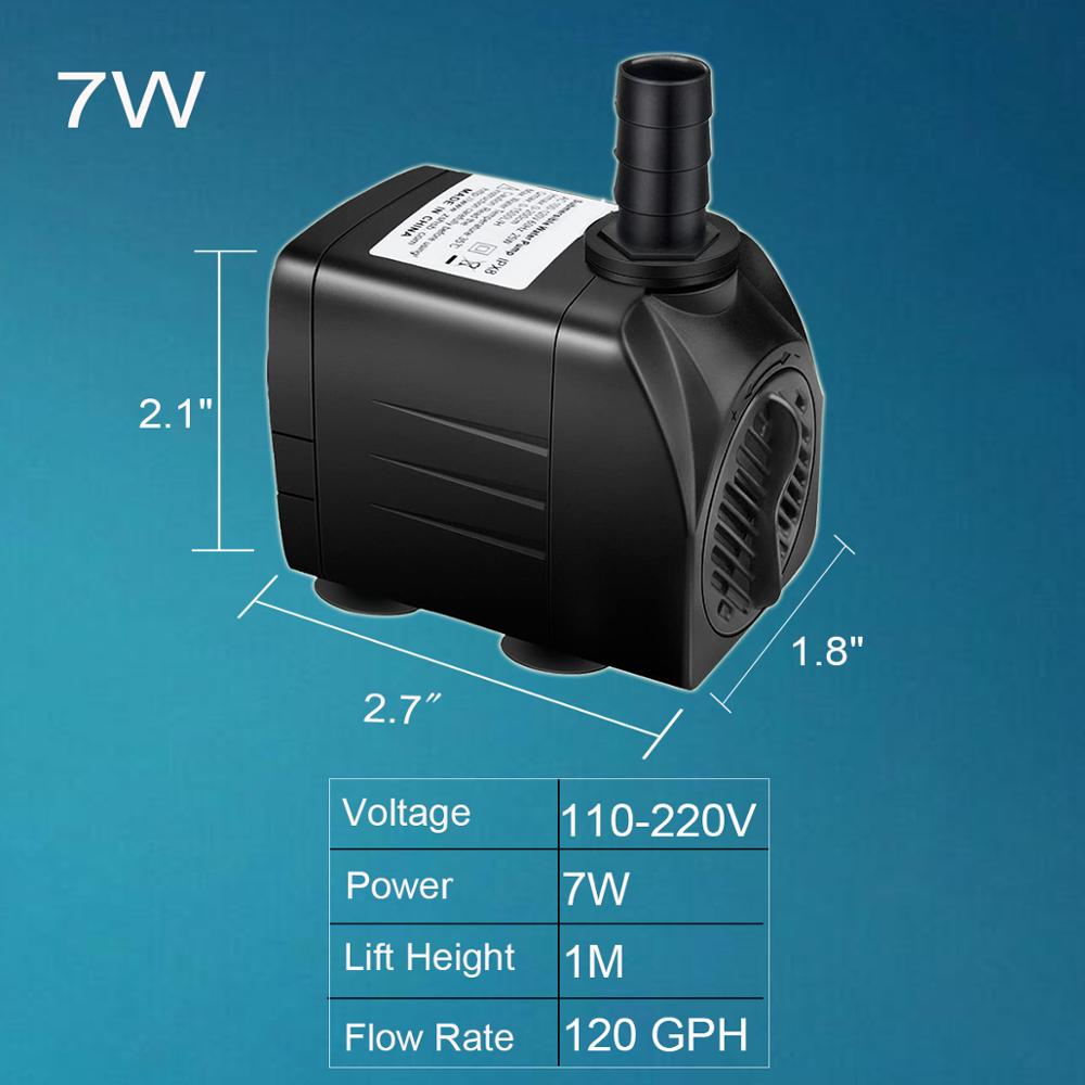 7W 140Gph LED Light Mini Water Features Pump Submersible Water Outdoor Fountain Water Pump Home Décor Fountain Pump