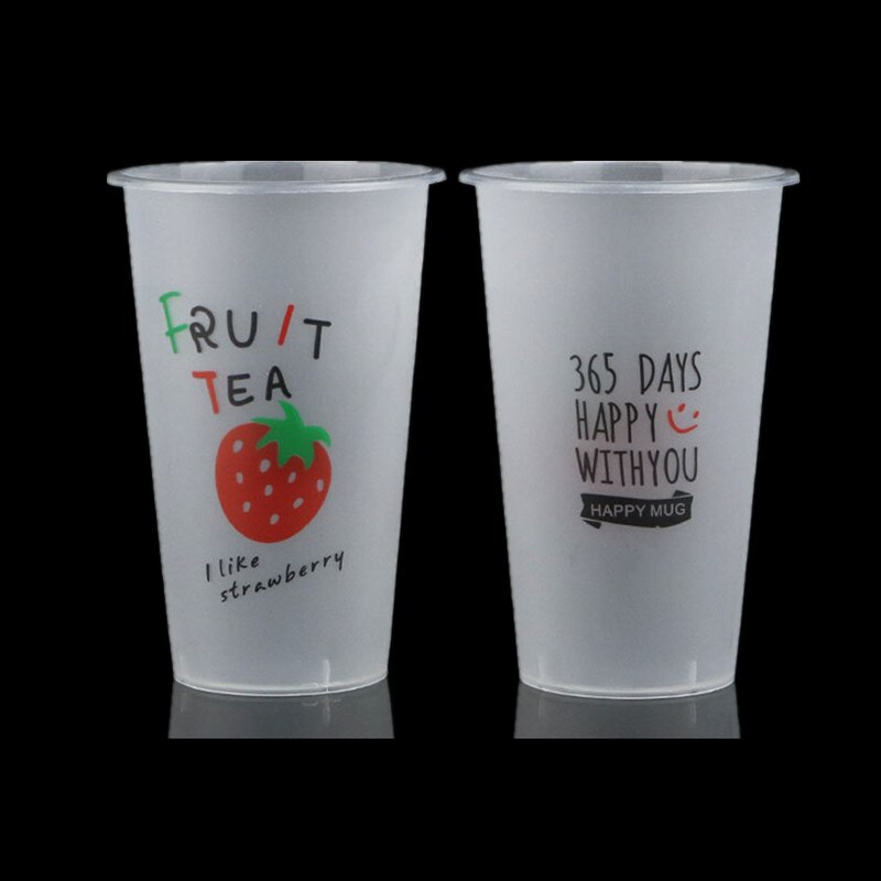 50pcs disposable fruit juice cup party birthday favor 500ml frosted transparent beverage plastic cups with love lid: only cup1 / 25pcs