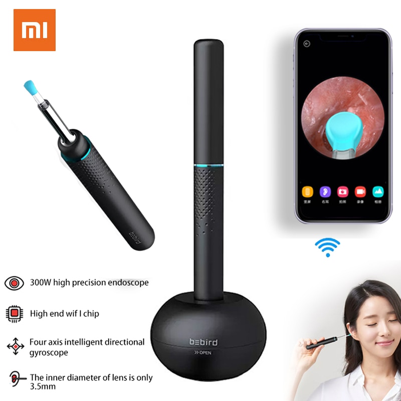 Xiaomi bebird  m9 pro älykäs visuaalinen korvatikku korvanpuhdistus endoskooppi 300w minikamera otoskoopin boreskooppi korvanpoistotyökalusarja