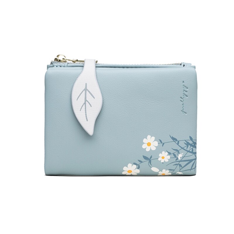 Dames korte portemonnee portemonnees leren portemonnee dames kaarthouder dames portemonnee clutch houder telefoontasje lief meisje: Blauw