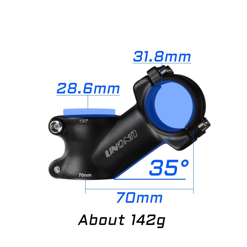 UNO MTB Vorbauten Fahrrad Vorbau Mtb Rennrad Vorbau 25.4/31,8mm Ultraleichte Vorbau 35 Grad 70 90 110mm Lenker Stamm matt Schwarz: 31.8x70mm