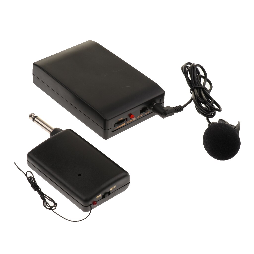 Waist Hanging FM Transmitter Receiver Kit Lavalier Lapel Clip Microphone