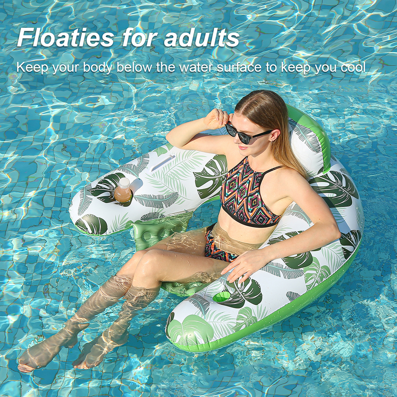 Sedia galleggiante per piscina gonfiabile da 2 pezzi-sedia da piscina galleggiante sala galleggianti per piscina sedia ad acqua lettino da piscina con tazza Holde