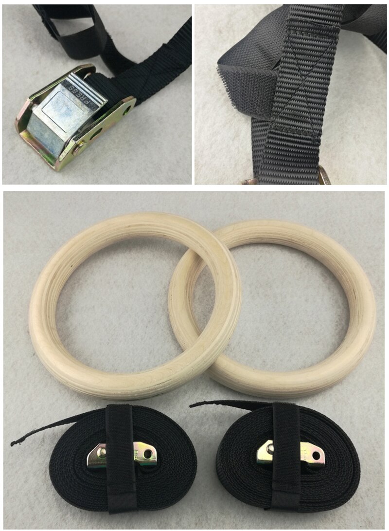 Wooden or ABS for choice 28mm Exercise Fitness Gymnastic Rings Gym Exercise Cross fit Pull Ups Muscle Ups Building Ring