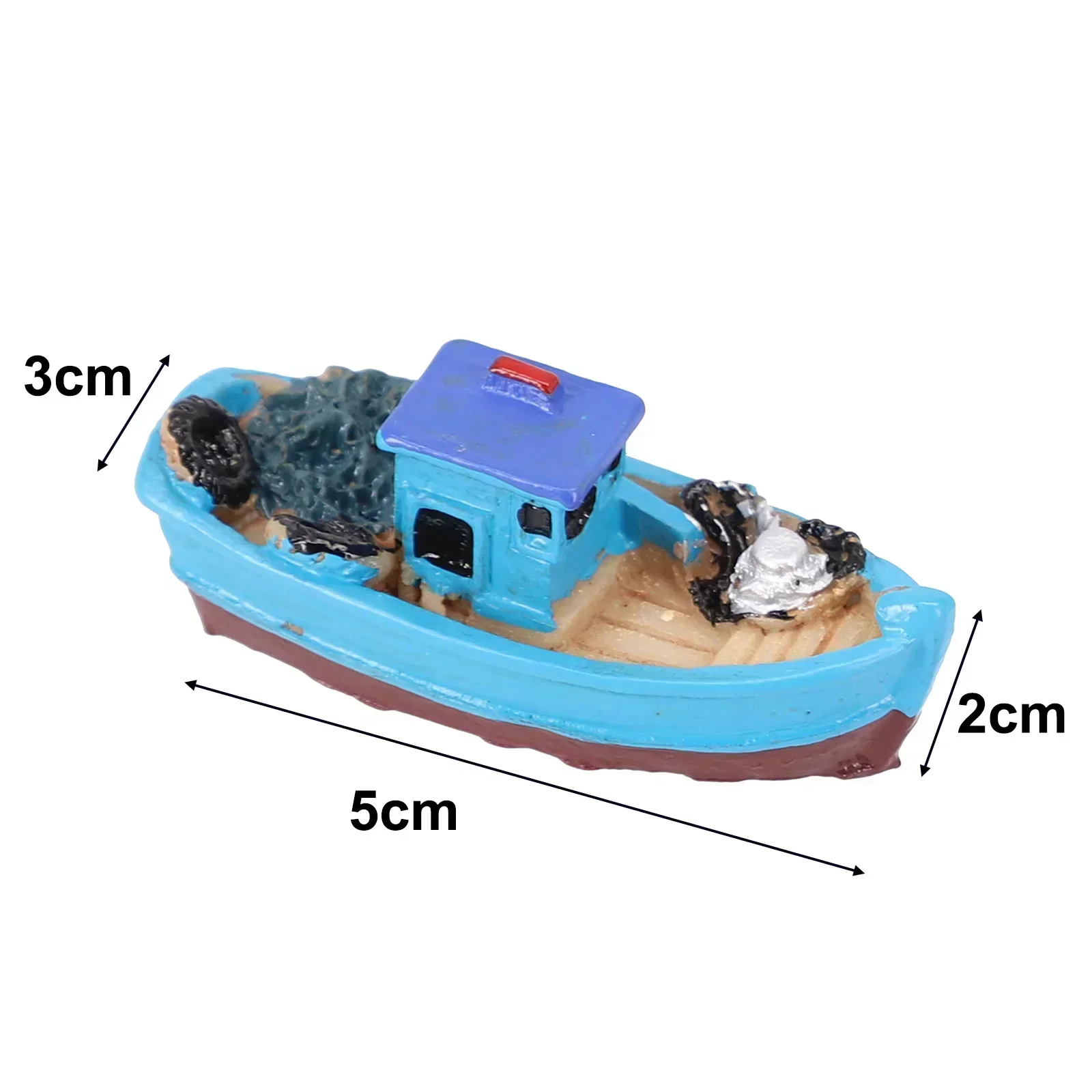 Decoración de mesa artesanal para el hogar, modelo de barco de pesca de 2x3x5cm, Mini modelo en miniatura DIY, decoraciones de escritorio