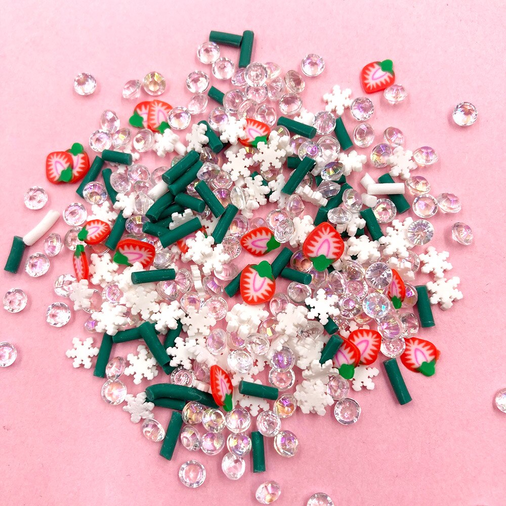 100g blandede polymer ler jordbær kirsebærskiver krystal perle ler drys til diy håndværk lille søde plast klei tilbehør: Nr. .5