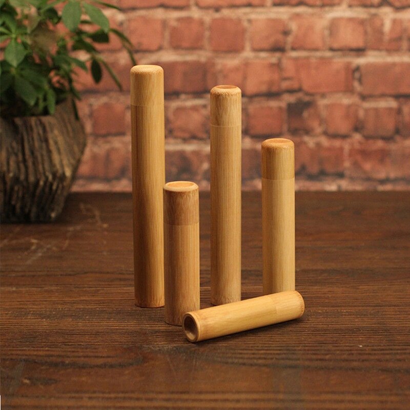 1pc Natural Bamboo Tube For Toothbrush Eco Friendly Travel Case Hand made 21cm Bamboo Toothbrush Tube Portable Travel Packing