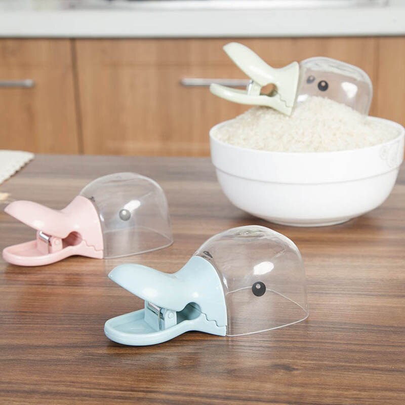 1 Pcs Eend Vorm Water Lepel Multifunctionele Rijst Maatbeker Rijst Schop Plastic Granen Rijst Zakken Afdichting Clip Keuken Gadgets