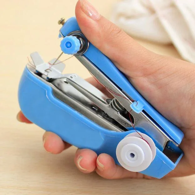 Mini máquina de coser Manual portátil, herramientas de costura de operación Simple, tela de costura, herramienta de costura práctica LYQ, 1 ud.
