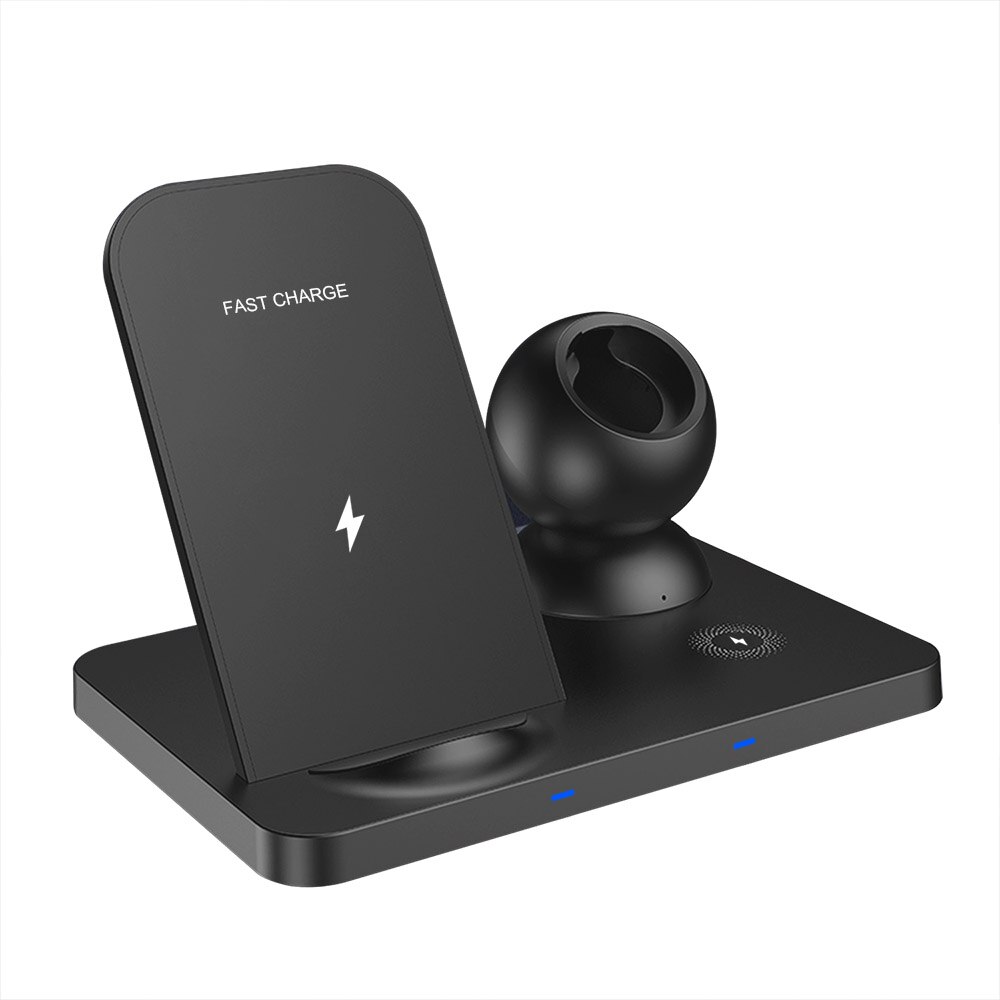 3 in 1 trådløs opladningsstation til apple watch 6 se 5 4 3 2 airpods pro  qi 15w hurtig oplader station til iphone 12 11 x xs  xr 8: Uden uropladning