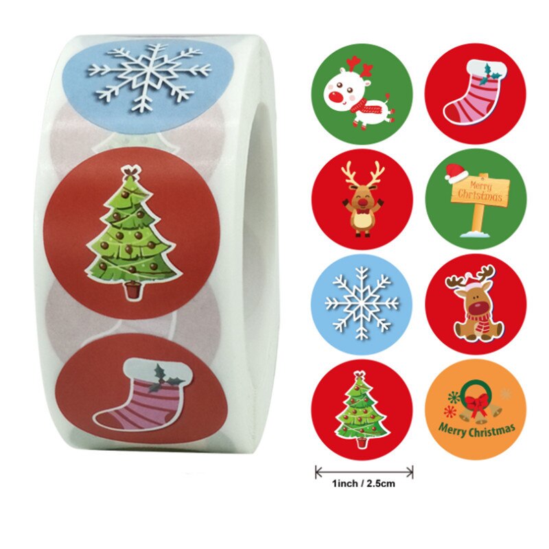 500 stuks kerststicker verpakkingsetiket pot envelop zegel goudfolie 1 inch feestgunsten: J