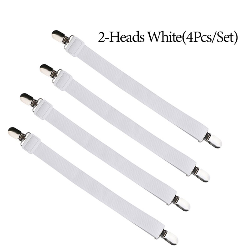 12 grampos de folha de cama elástica prendedor de cinto cinta antiderrapante colchão clip fixadores capa cobertores prendedores organizar gadget: 2 Heads -White
